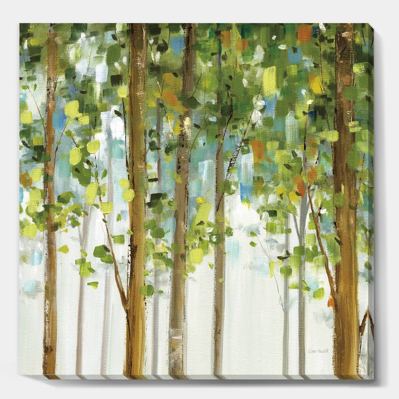 Designart - Green Forest Study - Modern Farmhouse Canvas Artwork